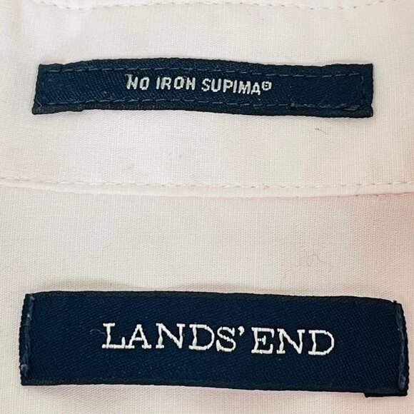 Lands End No Iron Supima Cotton Button Up Blouse Sz PM Blush Pink Career Office - Picture 6 of 7